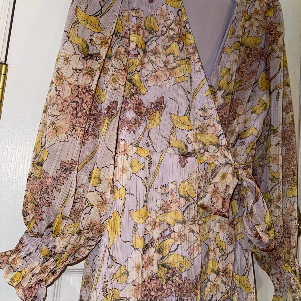 LC Lauren Conrad Long Sleeve Floral Dress - Lavender and Yellow - Picture 6 of 8